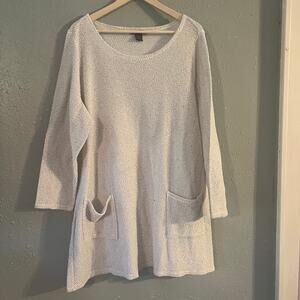 Robert Louis Women's 2X Off white Knit Sweater w/ Chore Pockets Oversized